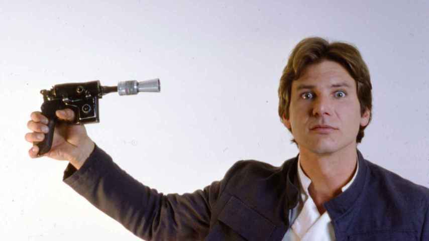 Harrison Ford, como Han Solo, durante el rodaje de la primera trilogía