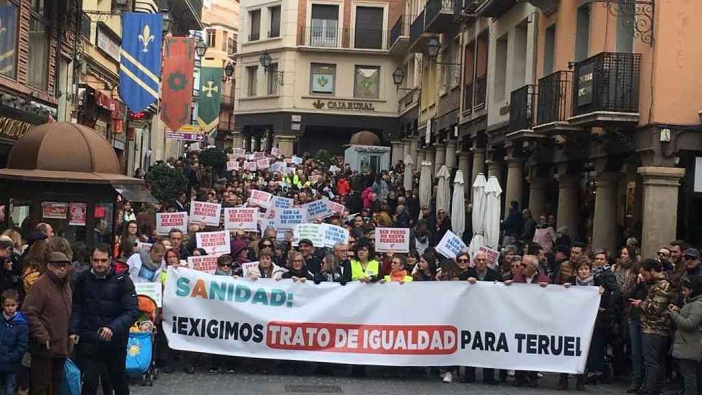 Manifestación en Teruel contra la despoblación y por la igualdad de derechos.